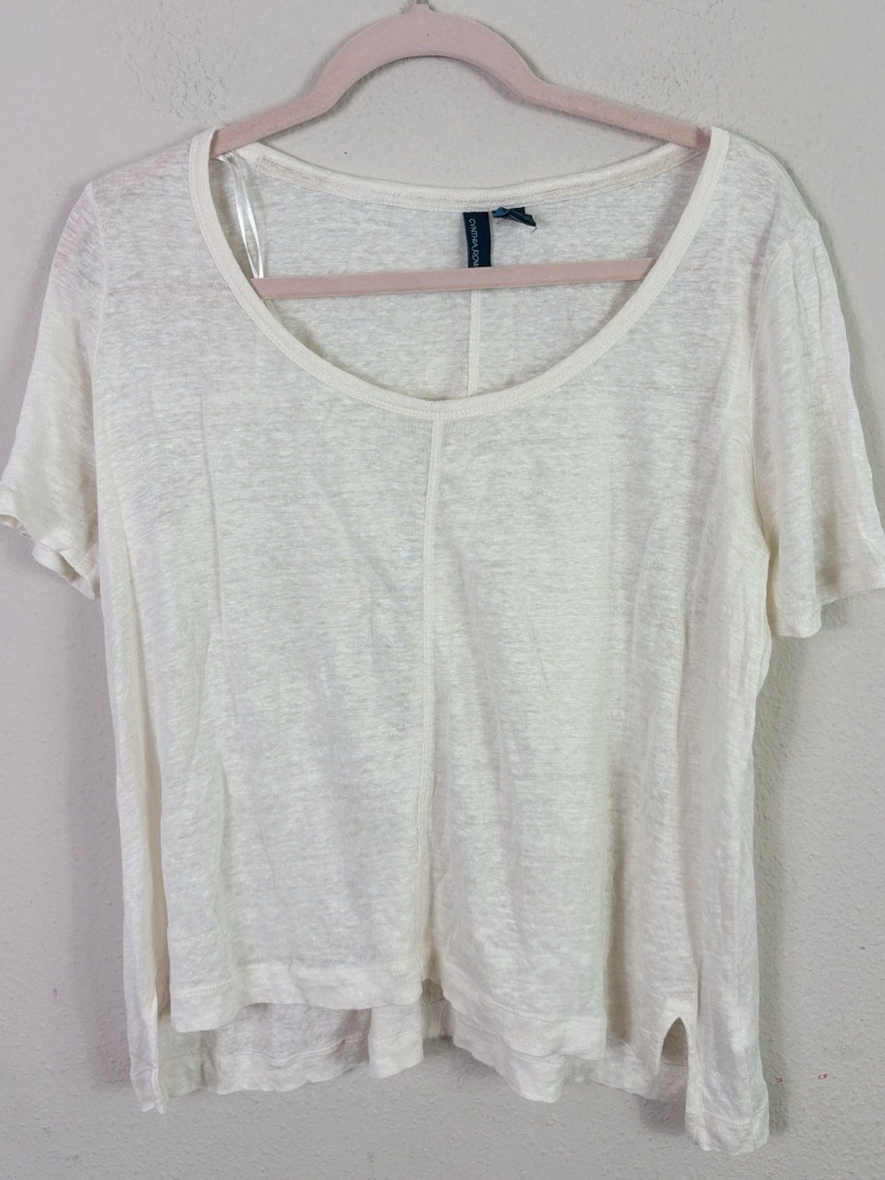 Cynthia Rowley White Short Sleeve Scoop Neck Tee